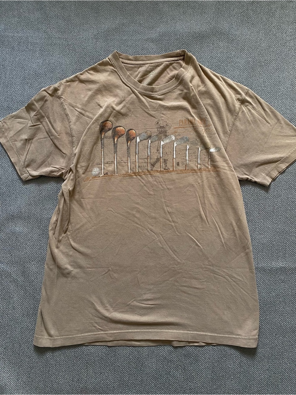 VTG Panama Jack Golf Clubs Graphic Tee Earthy Tan Size L